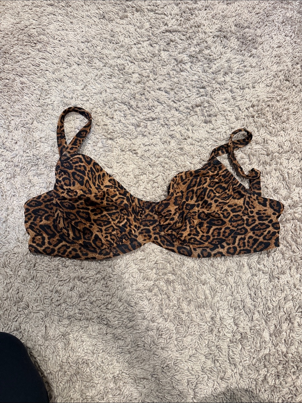 Leopard Print Underwire Bikini Top - Brown/Black